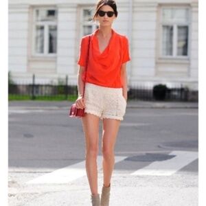 Y2K Wilfred Womens Shorts Scallop Lace Pale Pink Coquette Boho Chic Size 0